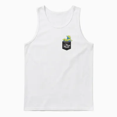 Disney Pixar Toy Story Aliens Pizza Planet Pocket Unisex Tank Top - White