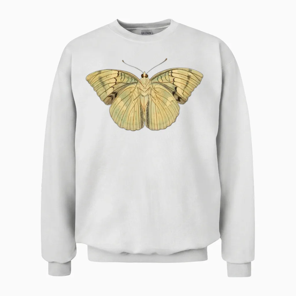 Butterfly Vintage Retro Illustration Unisex Sweatshirt - White