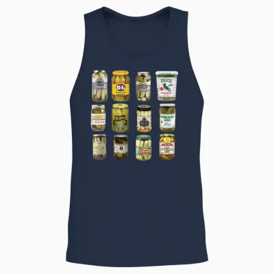 Vintage Canned Pickles Lover Funny Trendy Women's Men's Clothing T-Shirt, Black Unisex Tank Top - Navy