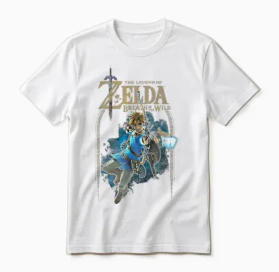 Zelda Breath of the Wild Link Arch Shot Logo Graphic Unisex T-Shirt - White