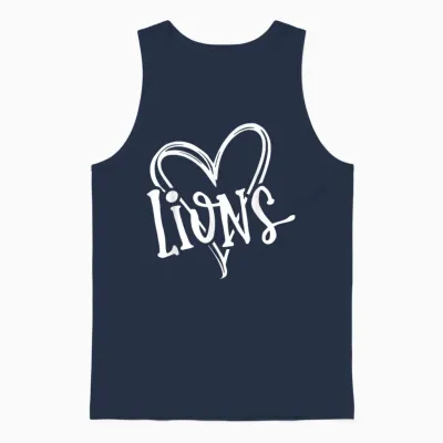 Lions School Sports Fan Team Spirit Heart Design Unisex Tank Top - Navy
