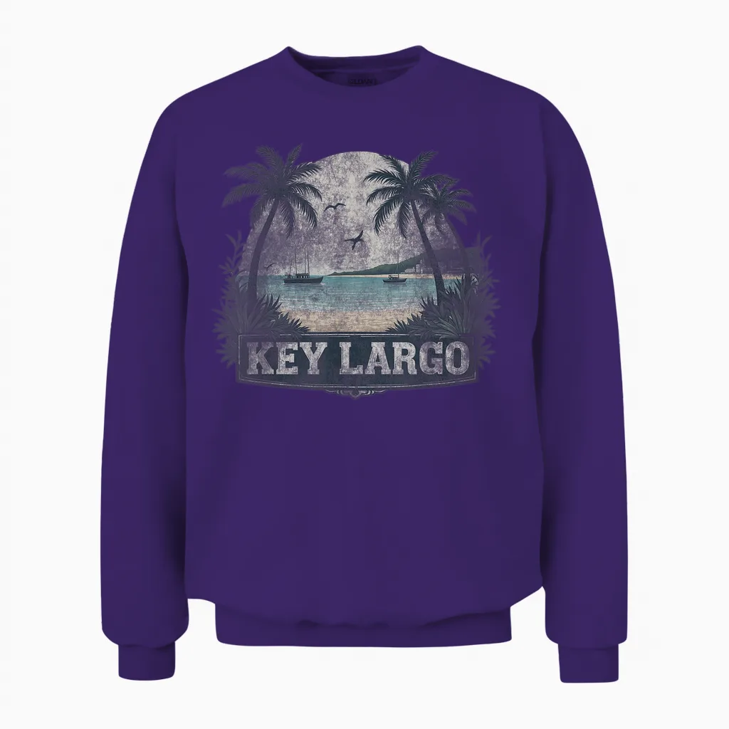 Retro Key Largo Landschaft Vintage Souvenir Unisex Sweatshirt in Purple