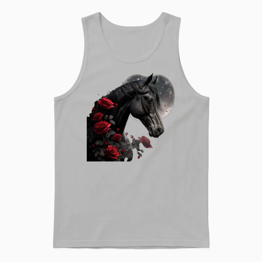 Black Horse Lovers Gift Unisex Tank Top in Ash