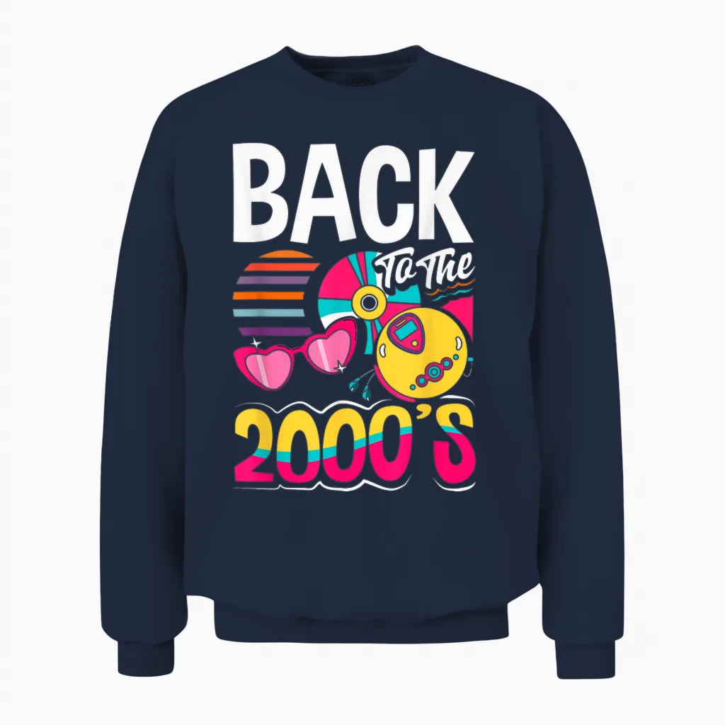 Back to the 2000s Vintage Two Thousand Retro 00s Unisex Sweatshirt in Navy