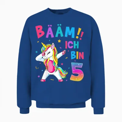 Children's 5th Birthday Girl 5 Years Old Dancing Funny Unicorn T-Shirt, Black Unisex Sweatshirt - Royal