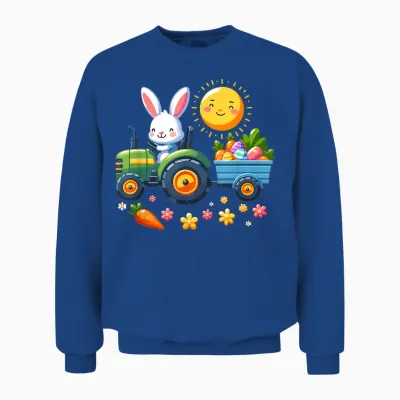 Easter Tractor Boys Easter Nest Farmer Easter Bunny T-Shirt, Black Unisex Sweatshirt - Royal