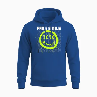 Smile Face Emoticons Fun Graffiti Smileys Graphic T-Shirt, Black, S Unisex Hoodie - Royal