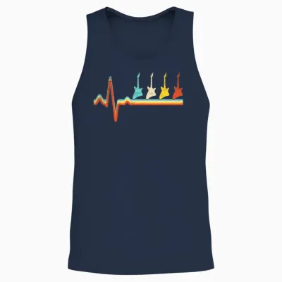 Rock Retro Heartbeat Unisex Tank Top - Navy