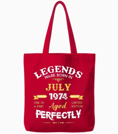 Vintage Aged to Perfection July 1974 Tote Bags - Red