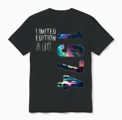 Limited Edition 1974 August Birthday Polar Lights Unisex T-Shirt - Black