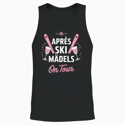 Après Ski Girls on Tour Skier Party T-Shirt, Black Unisex Tank Top - Black