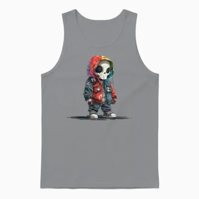 Hiphop Crâne Esprit Créature Style Cyberpunk Coloré Punk Unisex Tank Top - Sport Grey