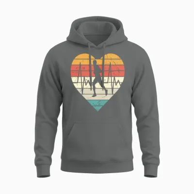 Running Logo Retro Unisex Hoodie - Graphite Heather