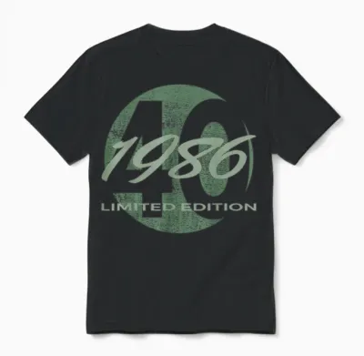 40th Birthday Man Woman 40 Years 1986 Funny Gift Unisex T-Shirt - Black