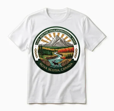 Cape Breton Highlands National Park Logo Unisex T-Shirt - White