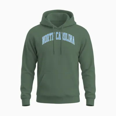 Retro North Carolina Blue Souvenir Simple North Carolina Unisex Hoodie - Military Green