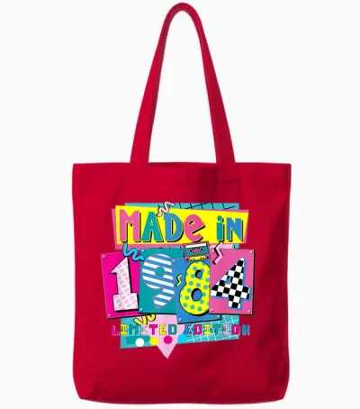 Retro 1984 Birthday Gift 40 Years Costume 80s T-Shirt, Black, S Tote Bags - Red