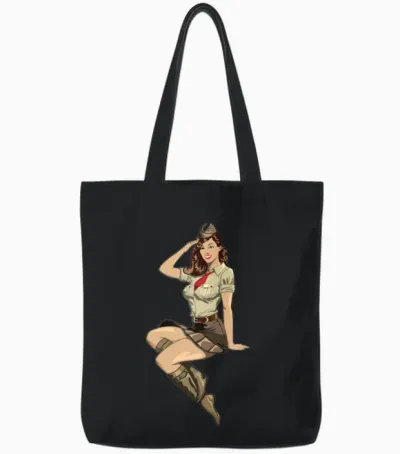 Pinup Salute Tote Bags - Black