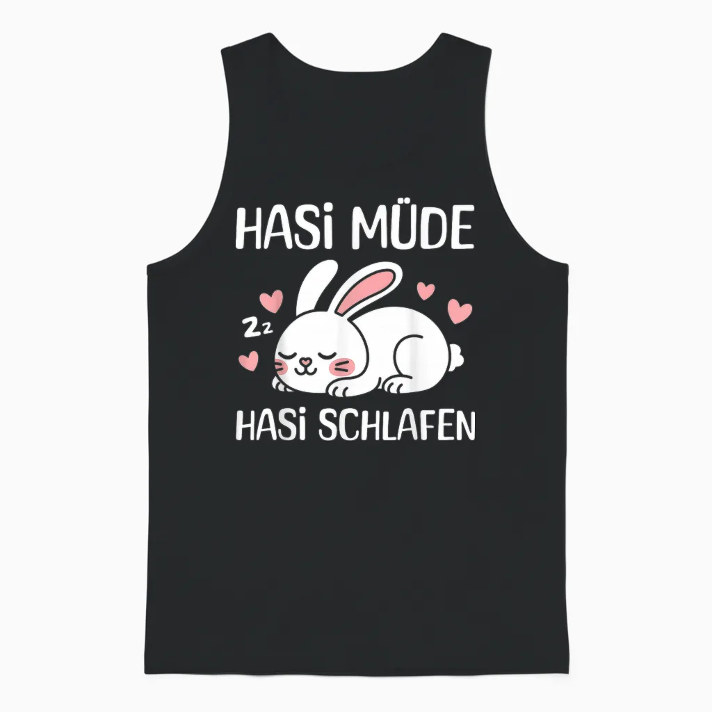 Hasi Müde Hasi Schlafen Lustiges Kaninchen Schlafen Unisex Tank Top in Black