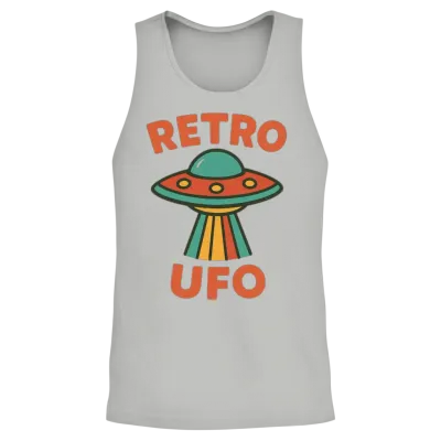 Retro Ufo Illustration Unisex Tank Top - Ash
