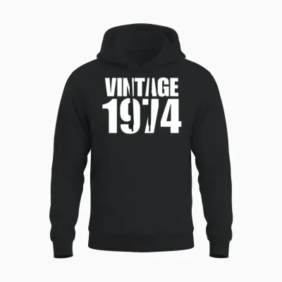 Vintage 1974 Unisex Hoodie - Black
