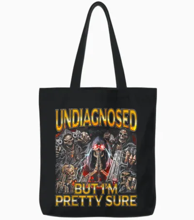 Undiagnosed Adhd - Edgy Skeleton Bootleg Hard Skeleton Meme Tote Bags - Black