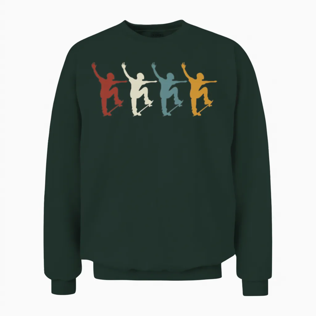 Retro Vintage Skateboard Unisex Sweatshirt in Forest
