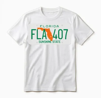 Retro Florida License Plate Fla 407 Unisex T-Shirt - White