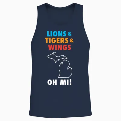 Lions & Tigers & Wings Oh Mi! Unisex Tank Top - Navy
