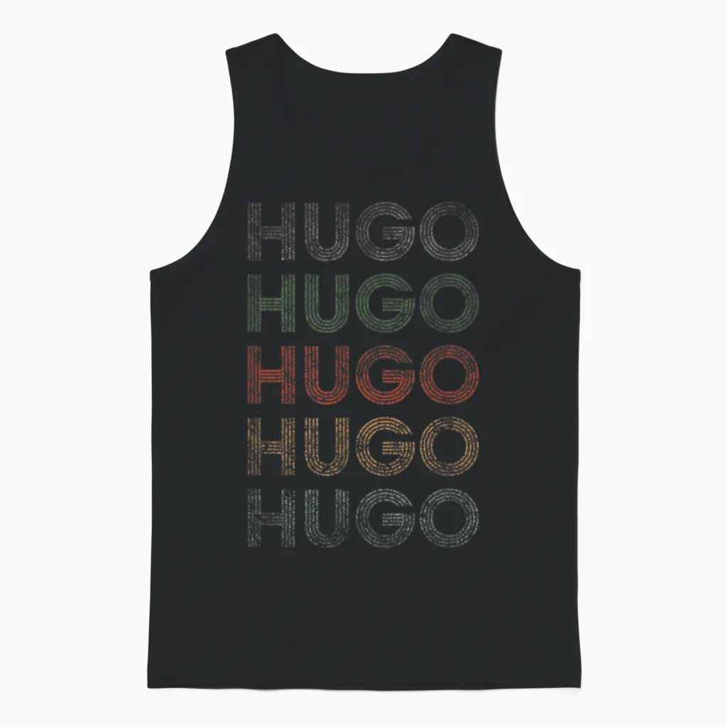 Hugo First Name Grunge Style Vintage Retro Unisex Tank Top in Black