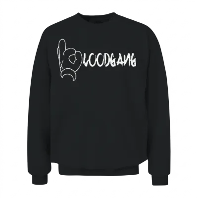 Blood Gang Cool Logo Funny Lucky Rock Hand Script Unisex Sweatshirt - Black
