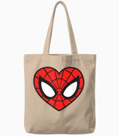 Marvel Spider-Man Modern Heart Mask Logo Tote Bags - Natural