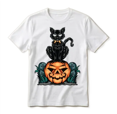 Funny Cat Halloween Unisex T-Shirt - White