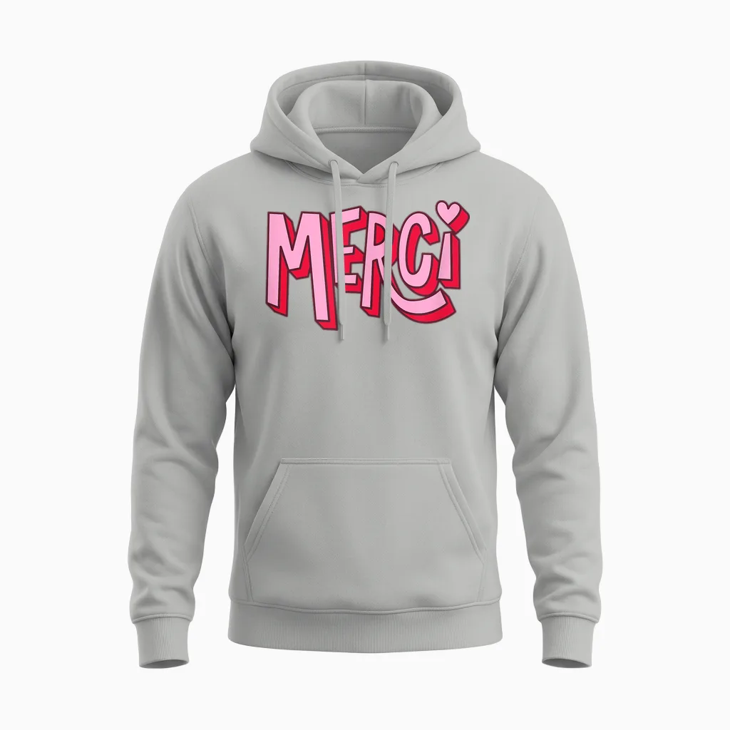 Merci Unisex Hoodie in Ash