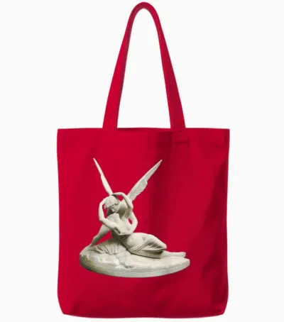 Amore E Psiche | Amour Et Psyche T-Shirt, Black, S Tote Bags - Red