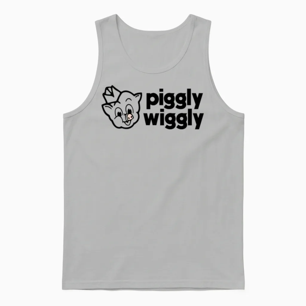 Piggy Cute Outline Logo Unisex Tank Top in Ash