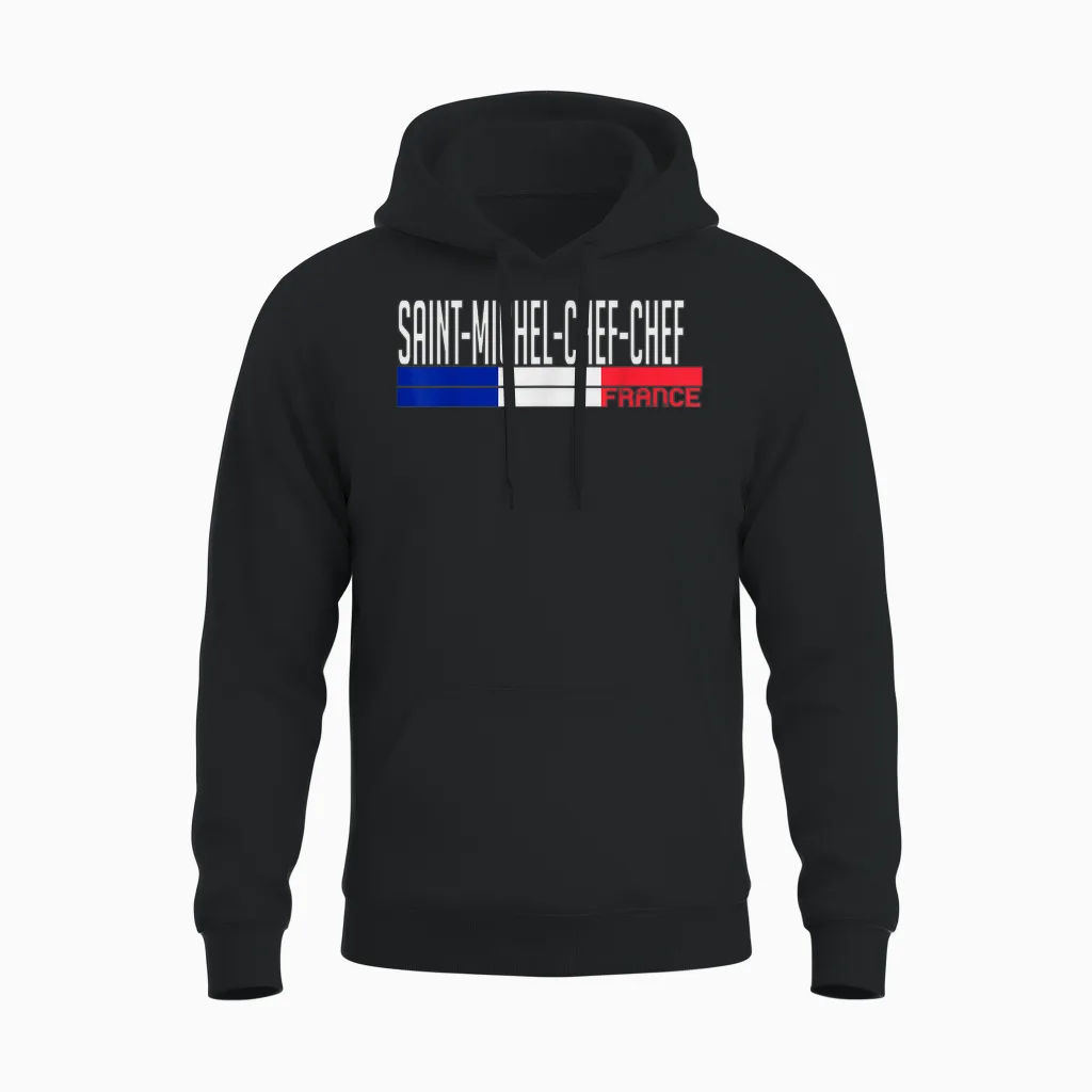 Saint-Michel-Chef-Chef France Drapeau France Fierté De La Ville Unisex Hoodie in Black