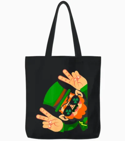 Irish Luck & Leprechaun Peace - Happy St Patrick's Day T-Shirt, Black Tote Bags - Black