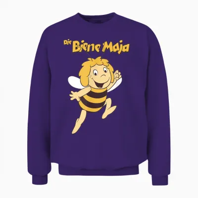 Maya the Bee Retro Pattern Cartoon Tv Series Logo T-Shirt, Black, S Unisex Sweatshirt - Purple