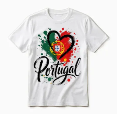 I Love Portugal Vacation Travel Drapeau En Forme De Cœur Motif Touristique Unisex T-Shirt - White