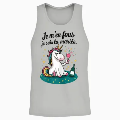 Woman I Don't Care J Am the Bride Bride Evjf Woman Unicorn T-Shirt, White Unisex Tank Top - Ash