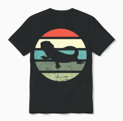 Vintage Retro Bearded Dragon Unisex T-Shirt - Black
