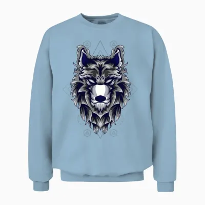 Alpha Retro Wolf Vintage Unisex Sweatshirt - Light Blue
