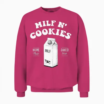Milf N Cookies Stay at Home Milf Funny Milf Mom Unisex Sweatshirt - Heliconia