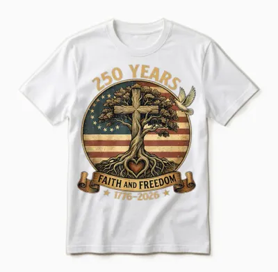 250 Years Faith and Freedom Christian Usa 250th Anniversary Unisex T-Shirt - White