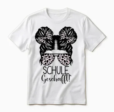 Schule Geschafft Messy Bun Mädchen 2026 Unisex T-Shirt - White