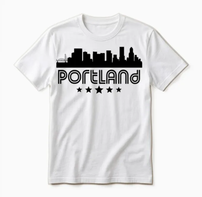 Retro Portland Skyline Unisex T-Shirt in White
