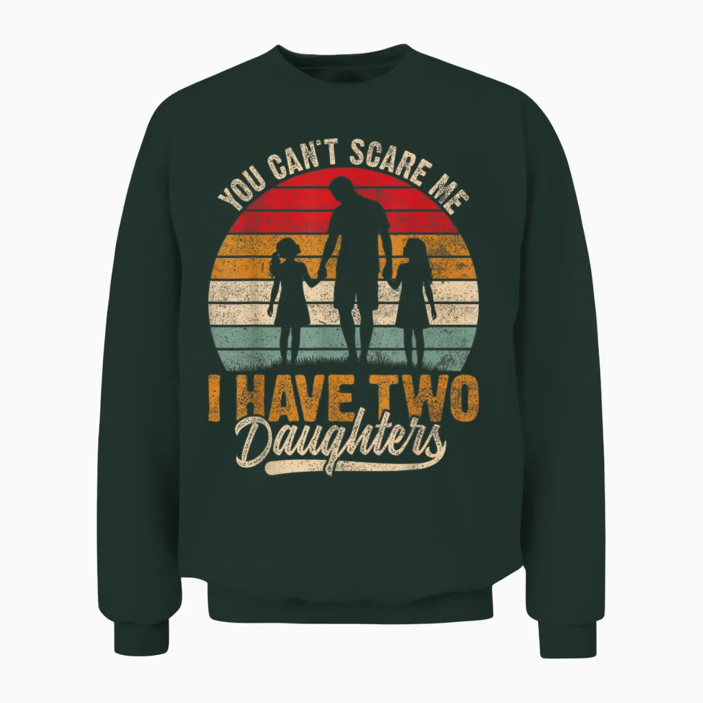 Meilleur Papa De Deux Filles, Mari Drôle Pour La Fête Des Pères Unisex Sweatshirt in Forest