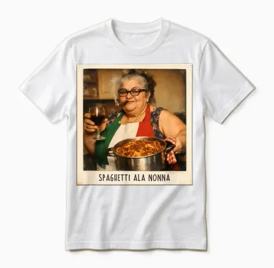 Spaghetti Ala Nonna Lustiges Italienische Pasta Oma Retro Unisex T-Shirt - White