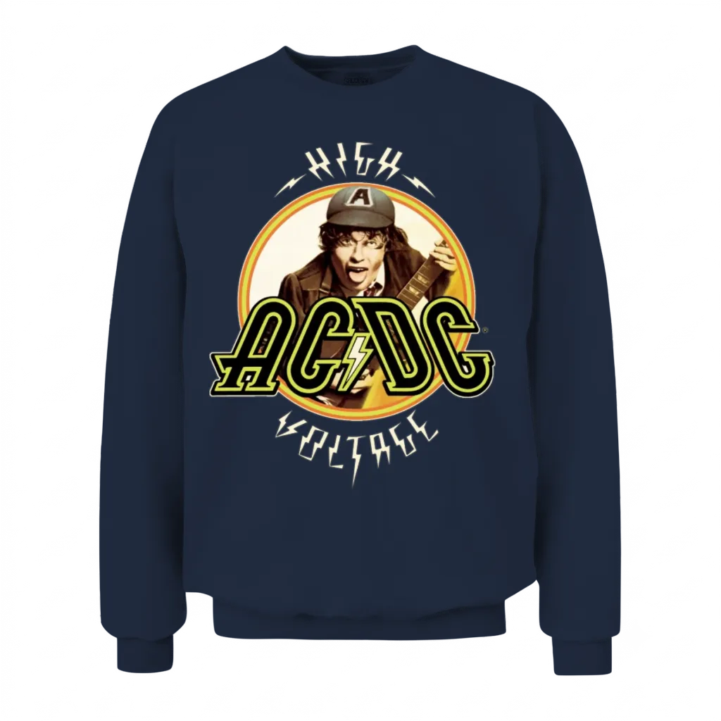 Ac/dc Logo High Voltage Album Angus Young Unisex Sweatshirt - Navy